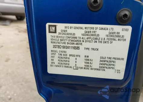 2004 GMC Sierra 1500 Sle z USA, uszkodzony, nr VIN 2GTEC19V241116585